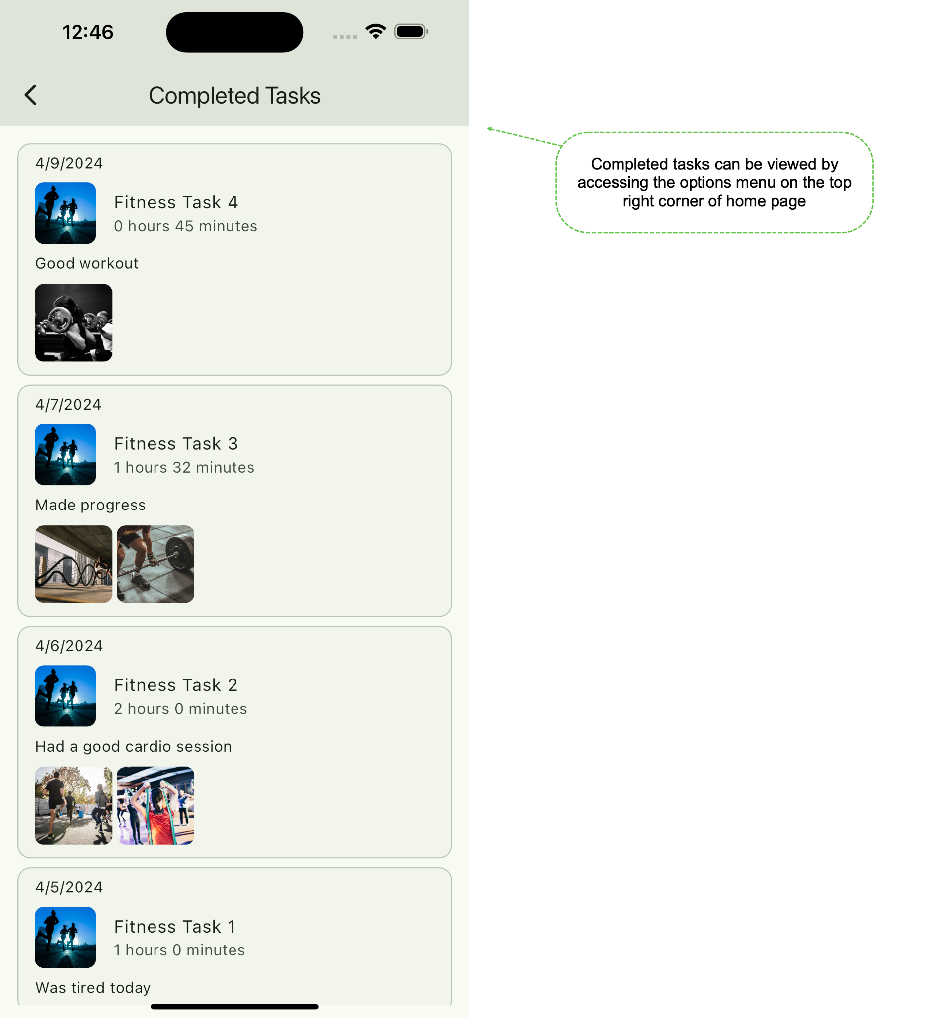 Completed tasks