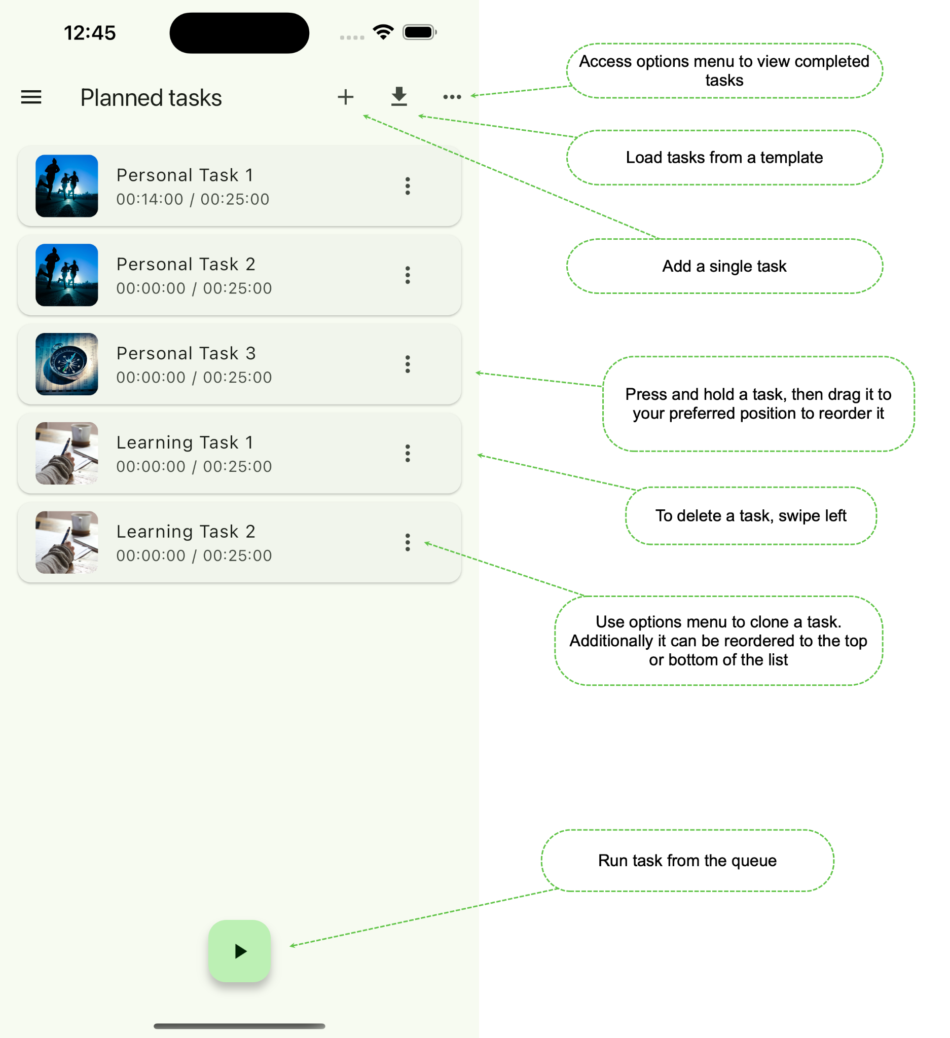Planned tasks
